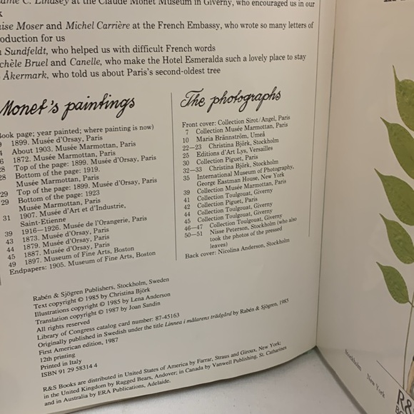 Linnea in Monets Garden Anderson Bjork Hardcover Dust Jacket - Picture 4 of 8